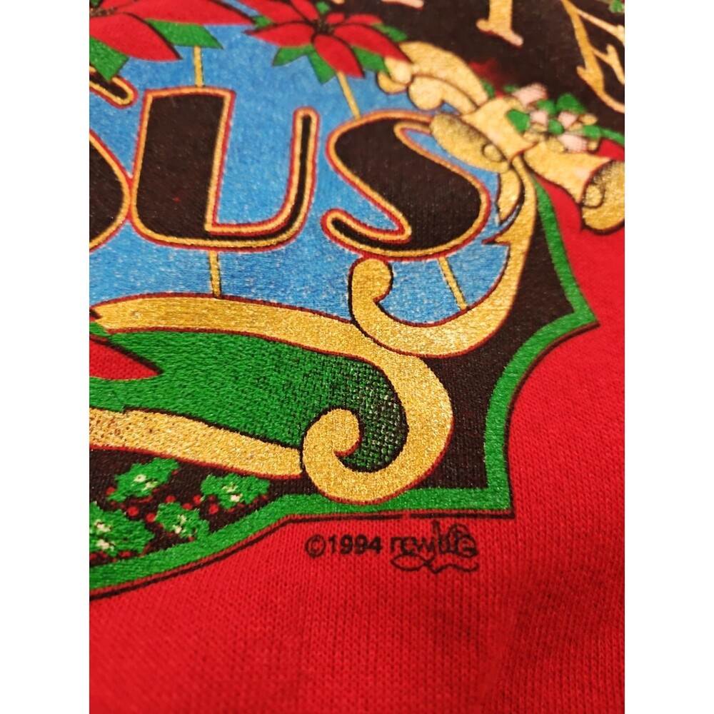 VTG 90s Christmas Red Sweater Adult 4XL Crewneck Celebrate Jesus Xmas Holiday - Picture 5 of 8